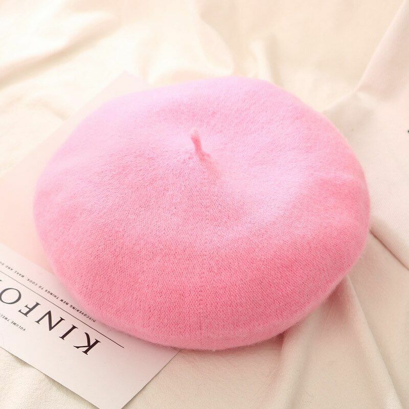 Women Beret Cap Winter Warm Wool Hat Fashion Elegant Plain Hiking Thermal 1 PC