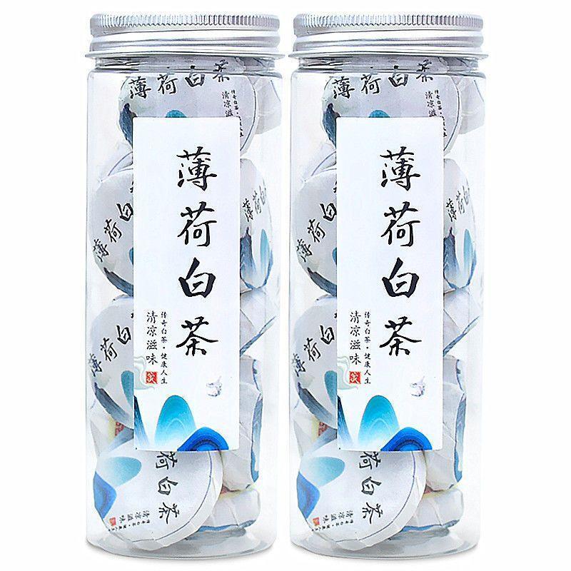 100g Mint Old White Tea Aged Shoumei Tangerine Peel Mini White Tea Cake Canned