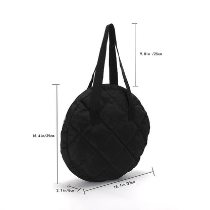 Lattice Pattern Shoulder Bag Cotton Handbag Large Capacity Purse Feather Padded
