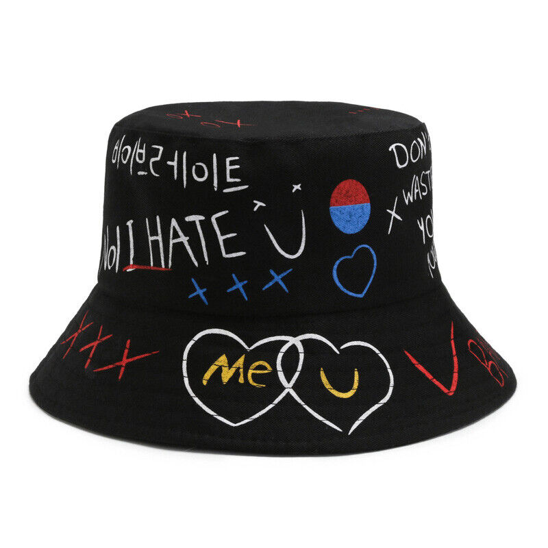 Bucket Hat Fisherman Hat Hip Hop Cap Women's Men's Graffiti Letter Panama Hats