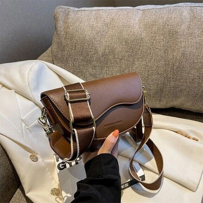 Women's Crossbody Handbag Wide Shoulder Strap PU Leather Underarm Bag Gift