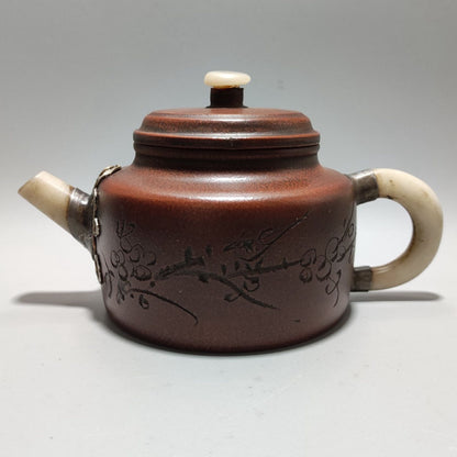 Vintage Chinese Yixing Purple Clay Teapot Zisha Ceramic Plum Blossom Teaware Art