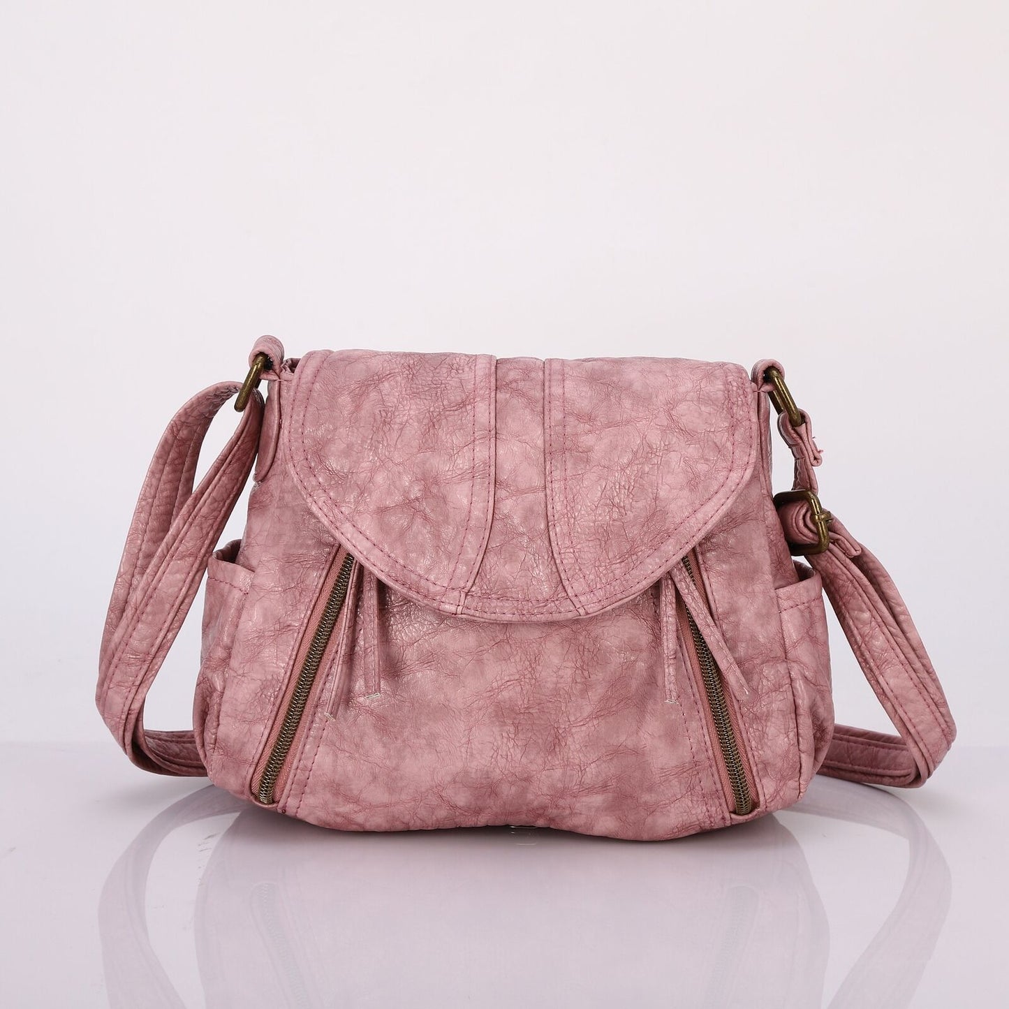 Vintage Messenger Shoulder Bag Soft Simple Crossbody Satchel Polyester Shell Bag