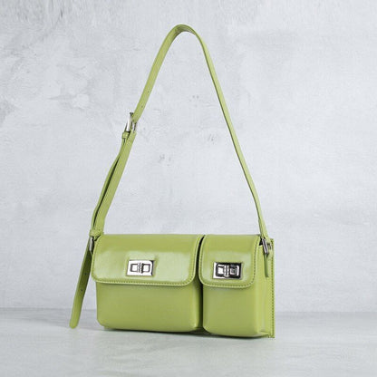 Genuine Cow Leather Pouch Underarm Square Bag Luxury Shoulder Purse 25*16*5 CM