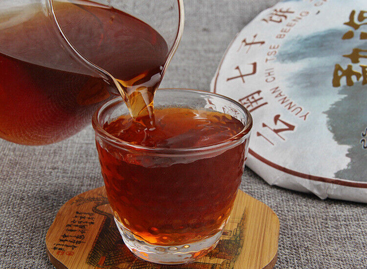 Chinese Pu'er Black Tea Yunnan Qizi Golden Bud Pu-erh Tea Cake Health Care 357g
