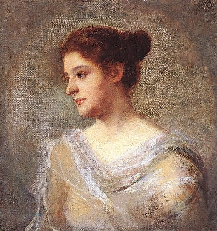 Oil painting Portrait-of-a-Woman-1900-Ebner-Lajos-Deak-oil-painting-1