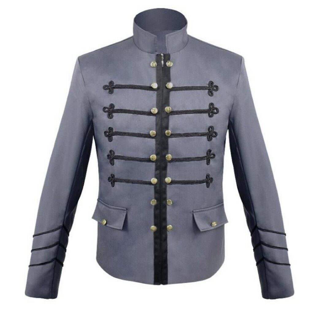 Men's Gothic Steampunk Blazer Jacket Stand Collar Long sleeve Slim Fit Cosplay
