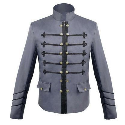 Men's Gothic Steampunk Blazer Jacket Stand Collar Long sleeve Slim Fit Cosplay