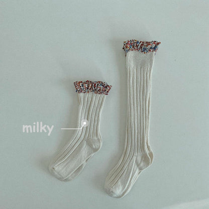Baby Socks Floral Print Kids Lace Winter Girls Knee High Long Toddler Cotton Kid