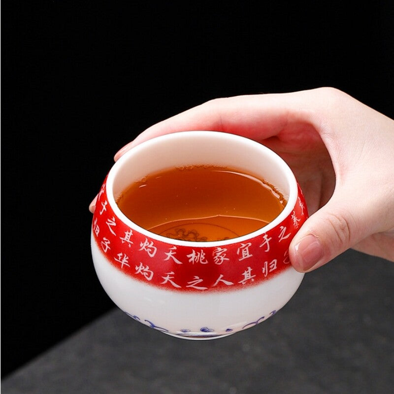 200ml Mug Fat Mutton Jade Porcelain Tea Cup Chinese Kungfu Master Cup Painted