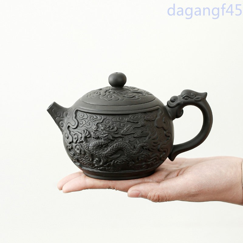 350M Retro Purple Sand Dragon and Phoenix Pot Tea Pot Household Tea Set Pot