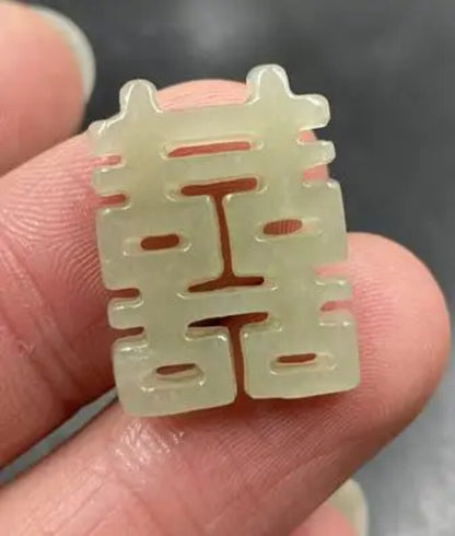Jade Double Happiness Chinese Symbol Beads for Jewelry Making Diy Accessories