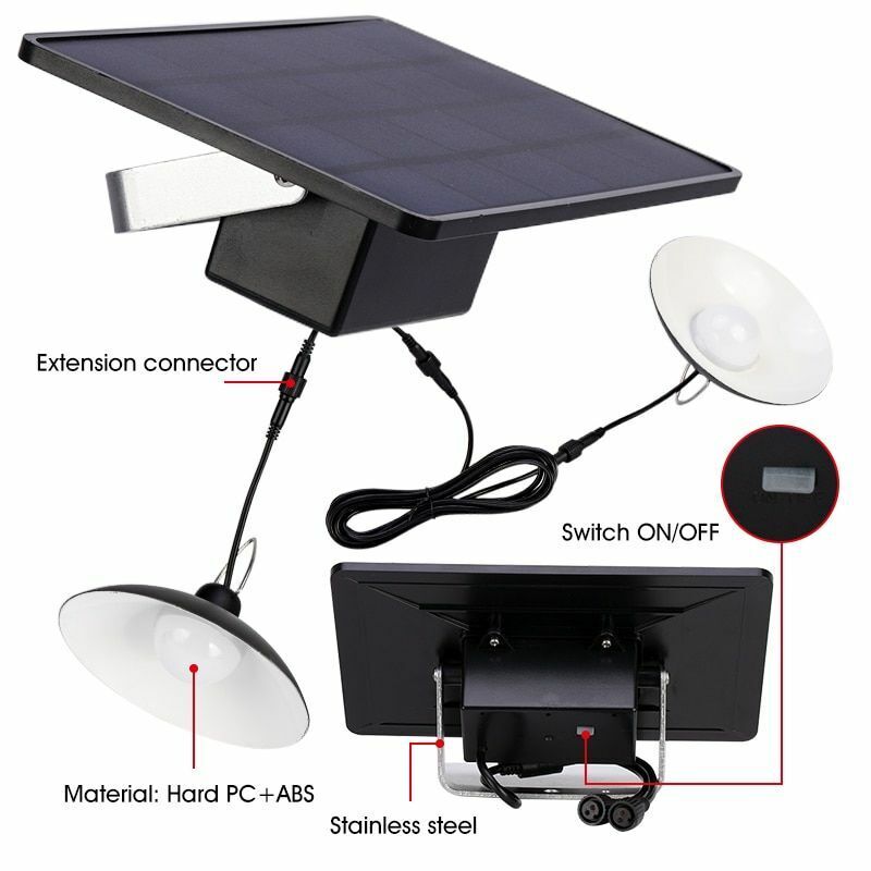 LED Solar Pendant Light Outdoor Indoor Power Lamp Line Bulb Shed Lighting Home
