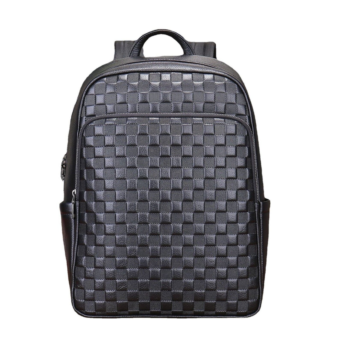 Top Cow Leather Black Men's bag, Soft Leather Large Capacity Backpack Travel Bag