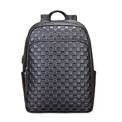 Top Cow Leather Black Men's bag, Soft Leather Large Capacity Backpack Travel Bag