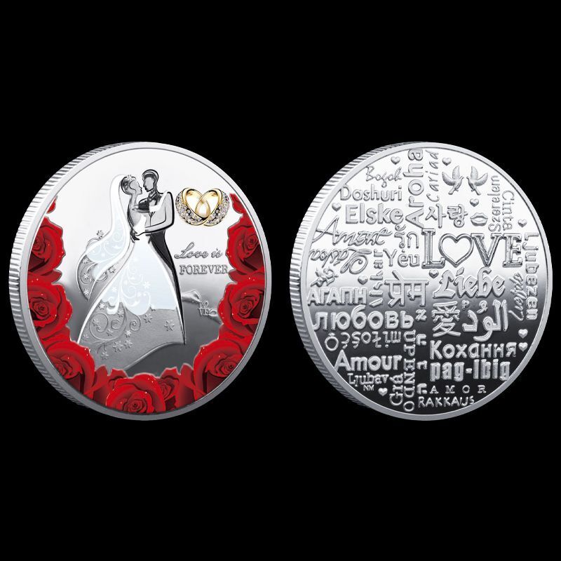 Commemorative Coins Metal Gold Silver Plated Romantic Wedding Anniversary Gifts
