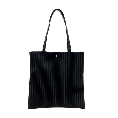 PU Leather Underarm Shoulder Bag Tote Bag Solid Color Striped Bucket Bag*