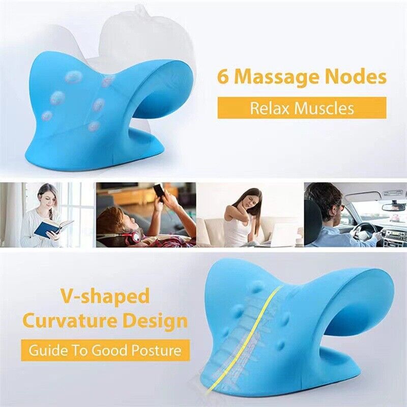 Neck And Shoulder Relaxer Pain Relief Support Cervical Spine Traction Pillow New
