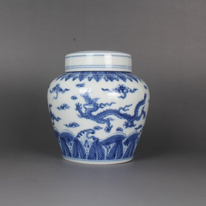 4.1" China Jingdezhen Blue and White Porcelain Animal Cloud-dragon Tea Leaf Pot