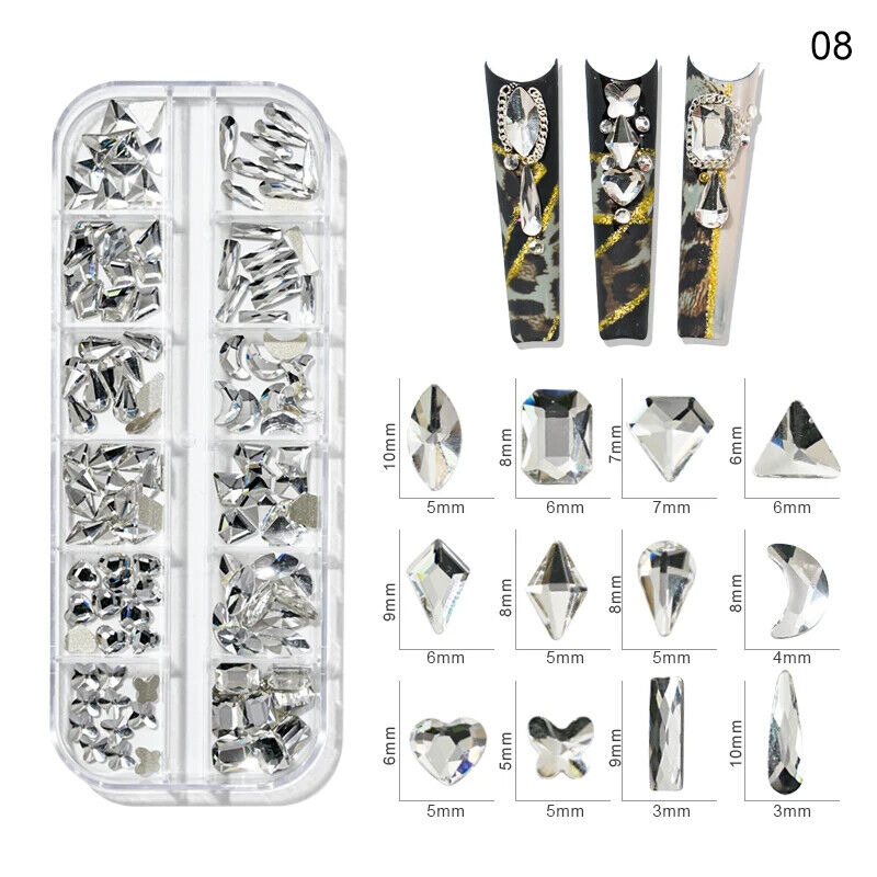Nail Charms 30Pcs Boxed Luxury Shiny Planet Alloy 3D Art Rhinestones Bling Decor