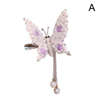 Moving Butterfly Pearl Hair Clips Flying Shiny Rhinestone Hairpin Barrettes Best