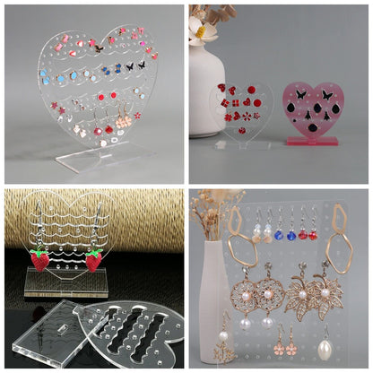 Jewelry Display Holders Heart Shaped Transparent Earrings Bracelet Storage Shelf
