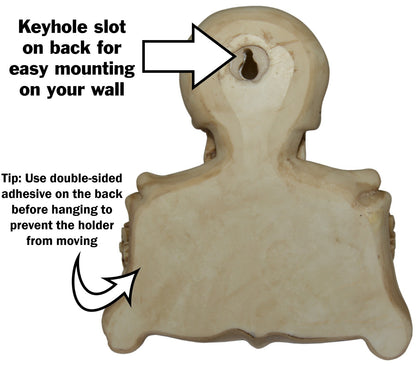 Skeleton Toilet Paper Holder with Keyhole Slot for Wall Mounting, Spooky Skull