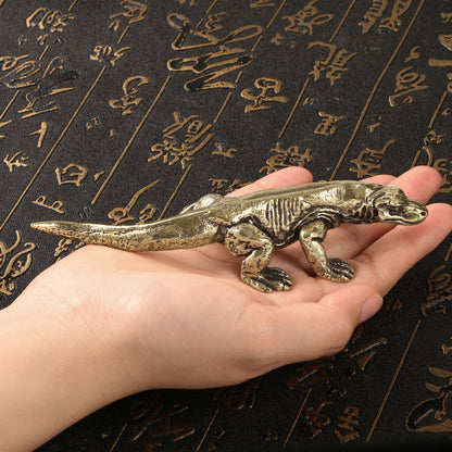 Komodo Dragon Statue Brass Carving Ornament Creative Tea Pet Fun Copper Decor