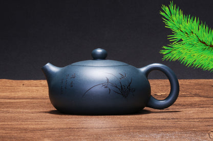 Authentic Yixing Zisha Tea Pot Cup Handpainted 188 Infuser Hole Marked Xishi Pot