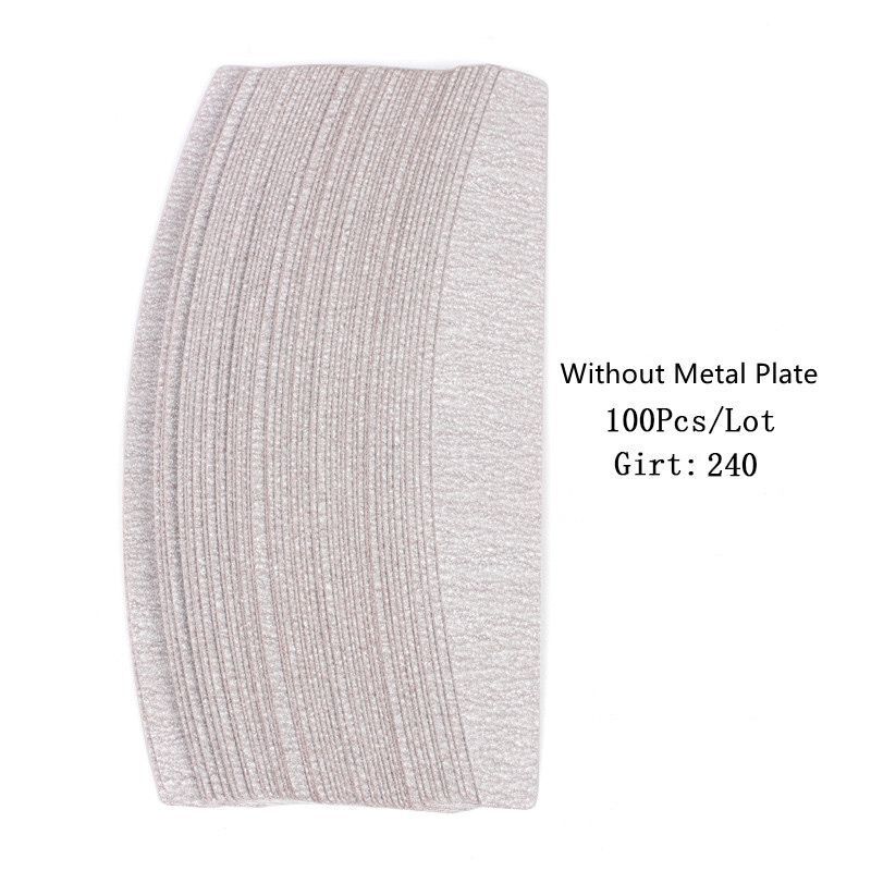 Nail Files 50-100Pcs Gray Removable Pads Metal Handle Replacement Sandpaper Tool