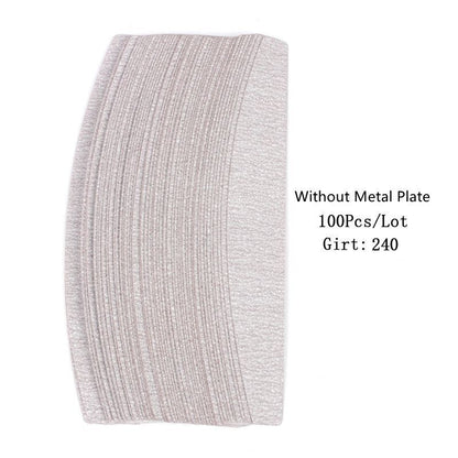 Nail Files 50-100Pcs Gray Removable Pads Metal Handle Replacement Sandpaper Tool