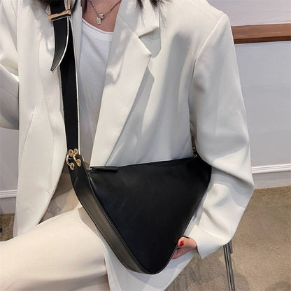 Triangular Shoulder Bag Tote Crossbody Purse Leather Messenger Bag 32*6*21.5 CM