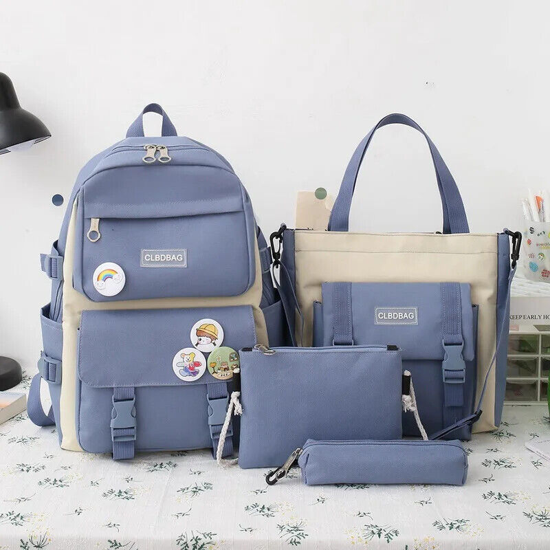 5 Pcs Sets Kids School Backpack Women's Bag Girls Students Bag Rucksack