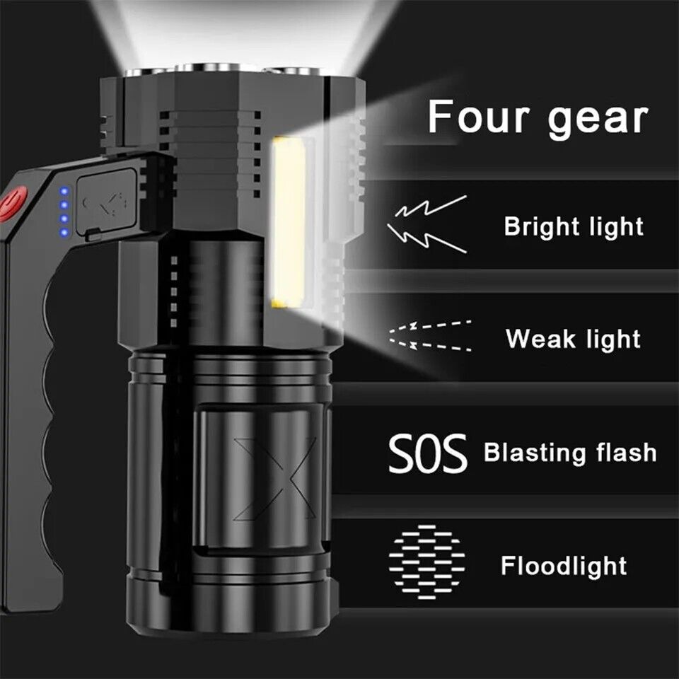 Linterna LED Recargable Brilla en la Oscuridad con Energía Duradera y Sostenible