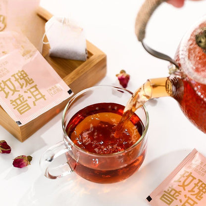 40g Pu'er Tea Rose Mellow Ripe Pu'er Tea Bags 1.6g Each 25 Sachets