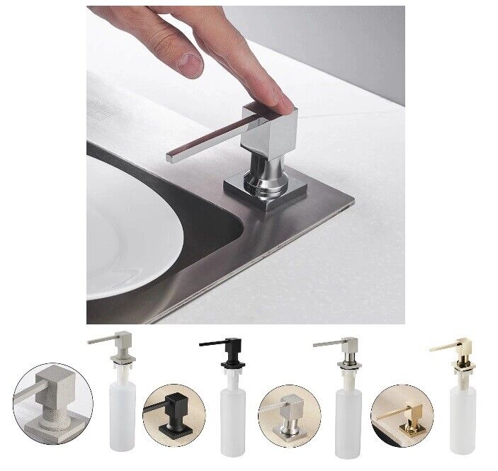 Deck Mounted Kitchen Soap Dispensers 400ml Square Pump Chrome Finish Counter Top