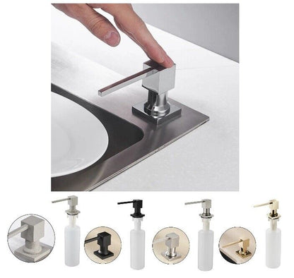 Deck Mounted Kitchen Soap Dispensers 400ml Square Pump Chrome Finish Counter Top