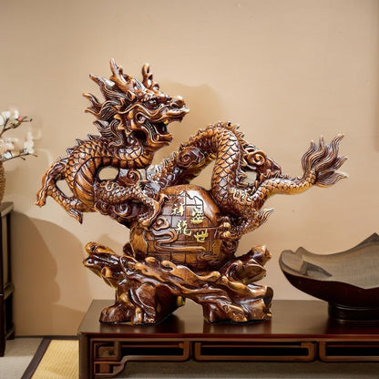 15.5'' Chinese Feng Shui Dragon Statue Figurine Home Office Luck Decor Gift