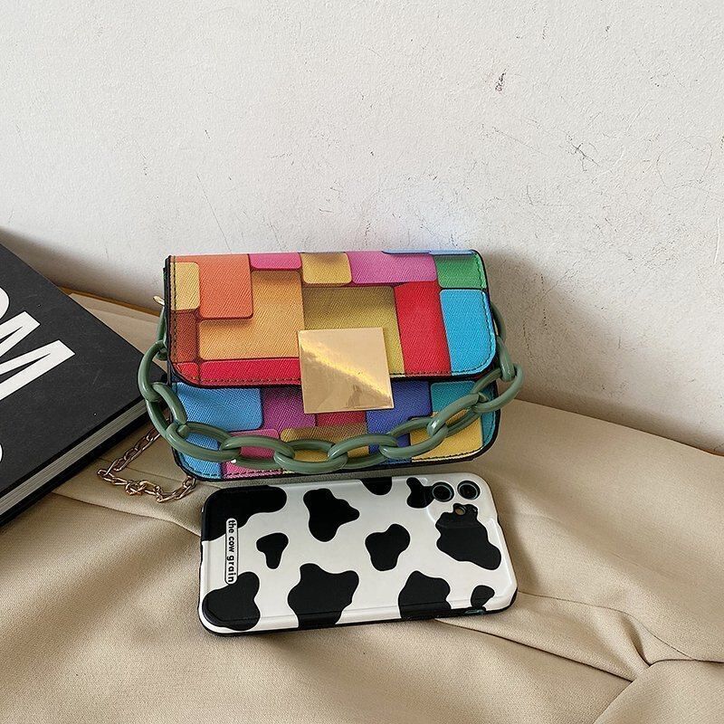 Shoulder Bag Printing Chain Female Phone Fashion Small Handbag Synthetic Leather