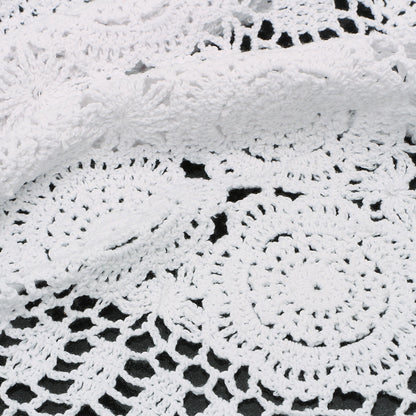 White Vintage Table Runner Hand Crochet Dresser Scarf Oval Lace Doily 15"x78"