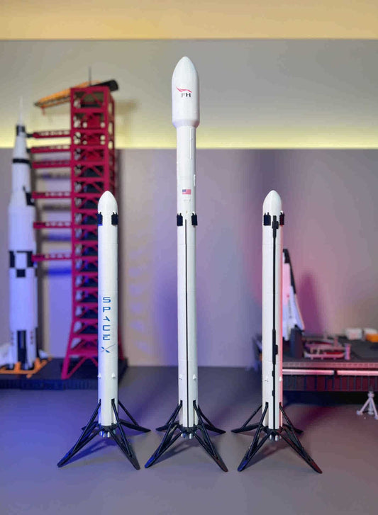 1:144 Spacex FH Falcon Heavy Rocket Model Set Movable tripod Painted 50cm/20inch