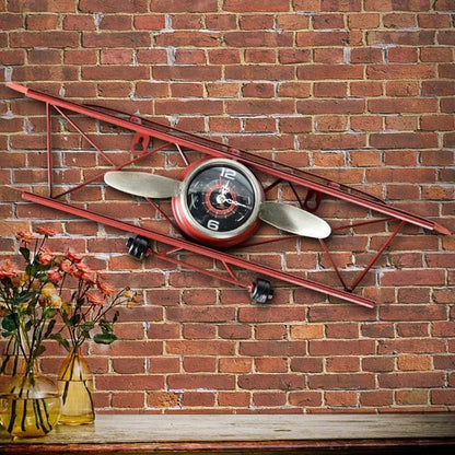 Creative Retro Iron Aircraft Clock Living Room Wall Hanging Decoration Ornaments