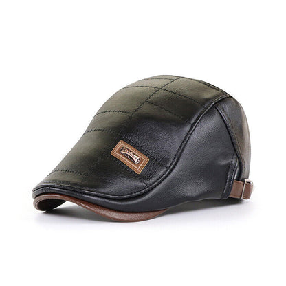 Men Beret Hat Leather Flat Cap Warm Autumn Winter Male Gatsby Retro Beret Caps