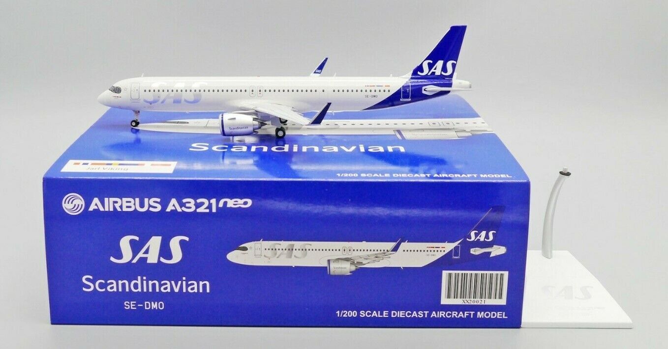 1:200 23CM JC Wings SAS AIRBUS A321neo Passenger Airplane Diecast Aircraft Model