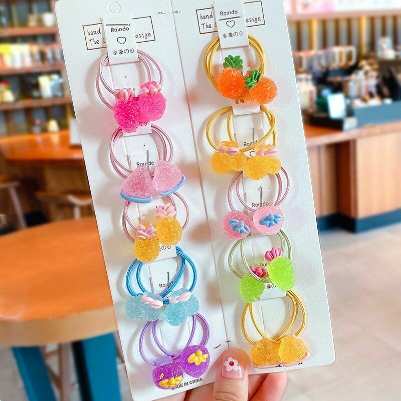 Hair Bands 10/20 Pcs/Bag Shiny Flowers Baby Scrunchies Rubber Kids Accessories