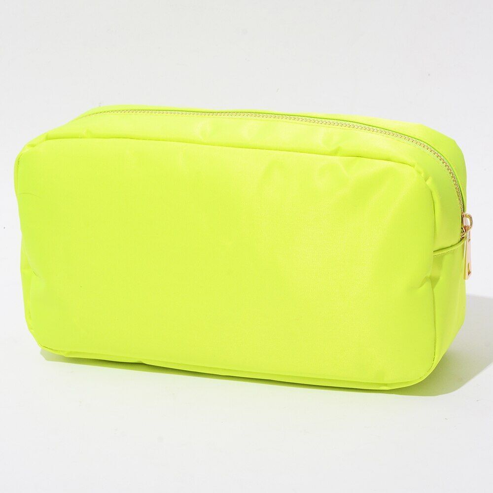 Waterproof Nylon Pouch Cosmetic Bag Letters Patch Makeup Bag Big Toiletry Purse