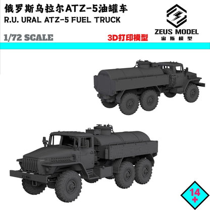 1/72/87/144 Russian Ural ATZ-5 Fuel Tank Truck Unpainted Model Kit 3D Printed