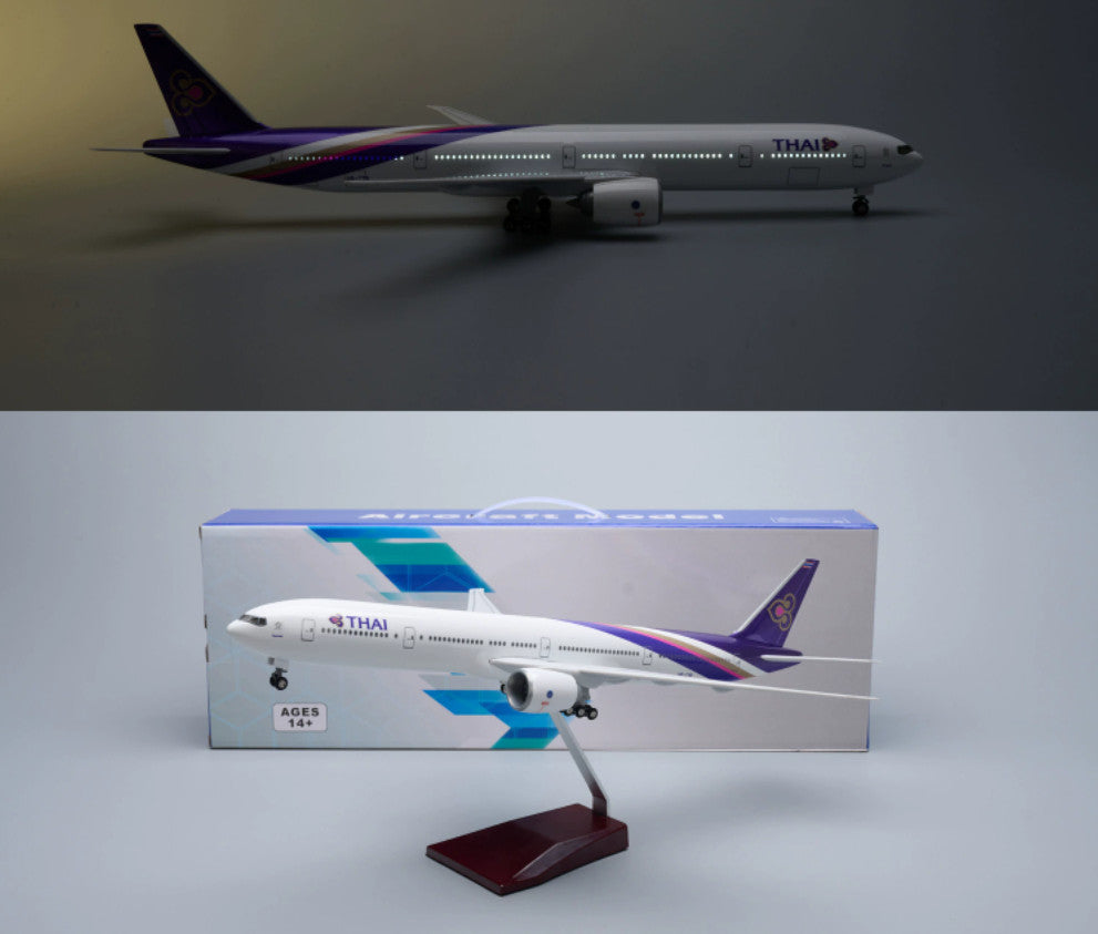 47CM 1:157 THAI BOEING 777-300ER Plane Led Sound-controlled Light Resin Model
