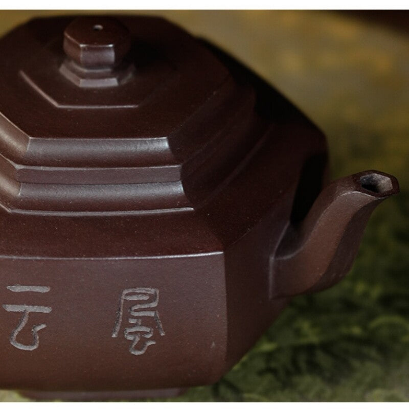True Yixing Zisha Purple Grit Tea Pot Marked Chinese Handmade Traditional Craft