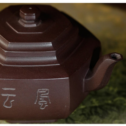 True Yixing Zisha Purple Grit Tea Pot Marked Chinese Handmade Traditional Craft
